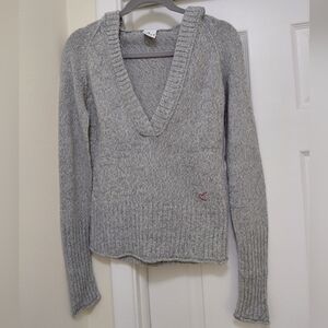 ROXY Heather Gray V-Neck Sweater
